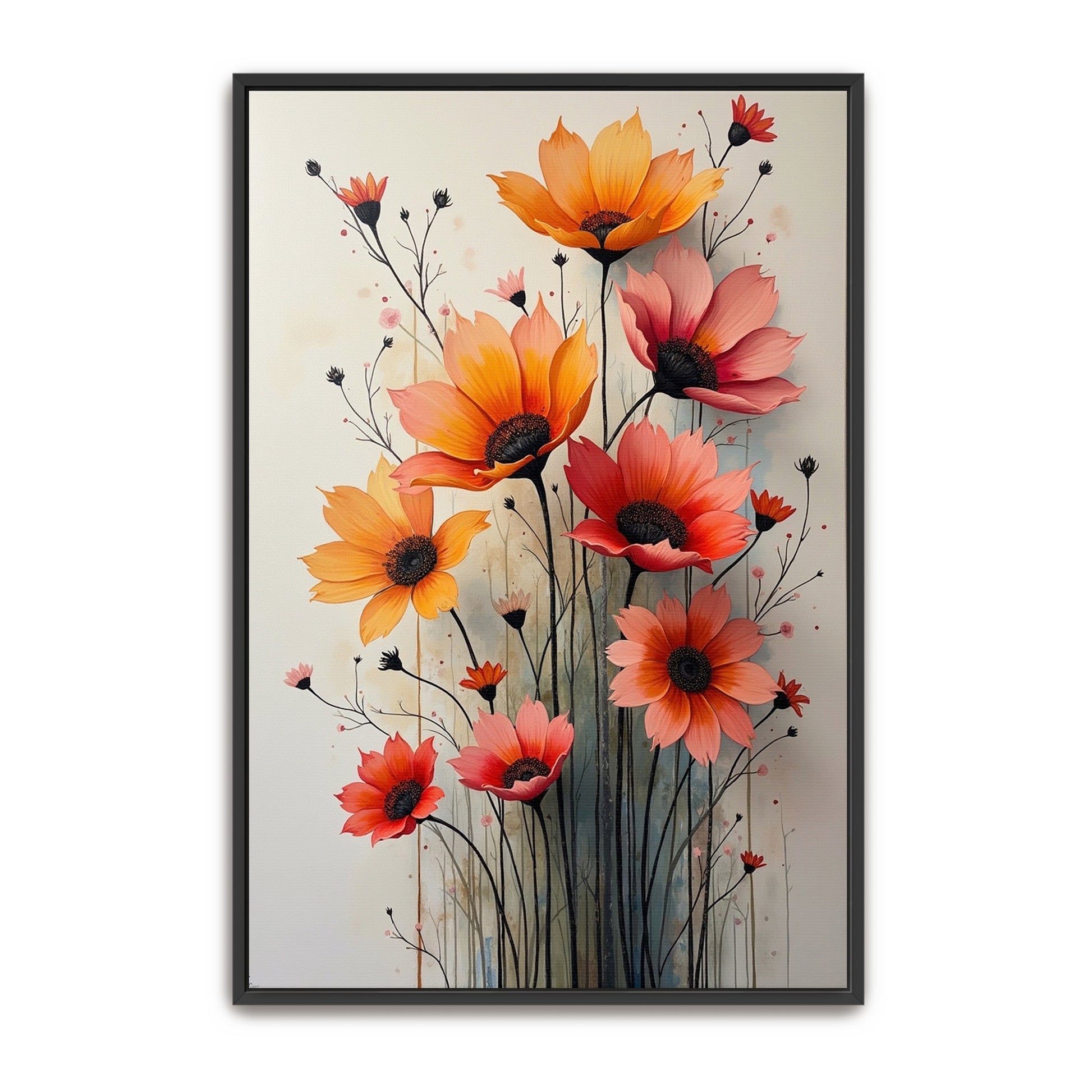 Orange And Pink Flower Bouquet Watercolor Painting By Yara Rabibzad