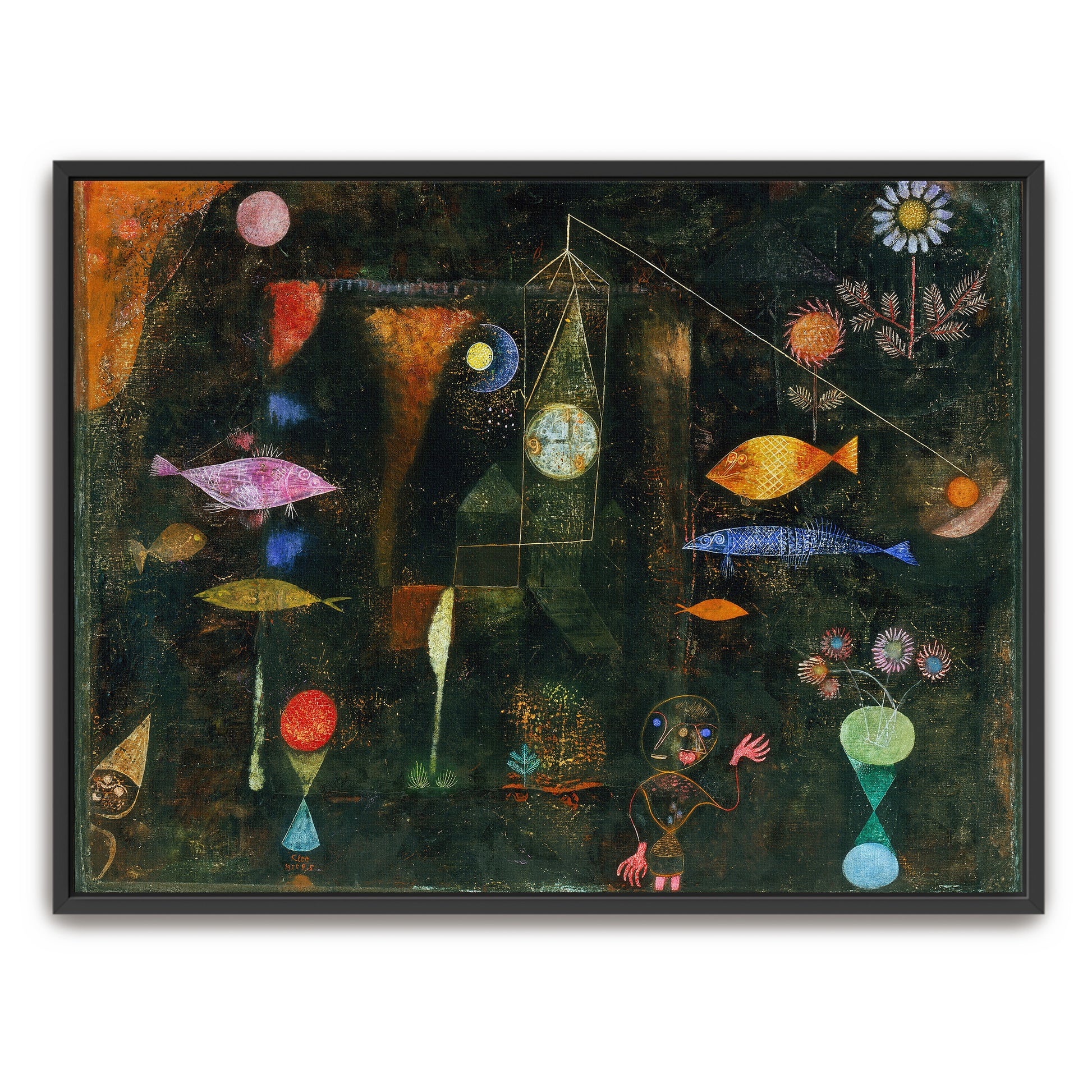 Surrealist Fish And Flowers In A Dark World By Paul Klee