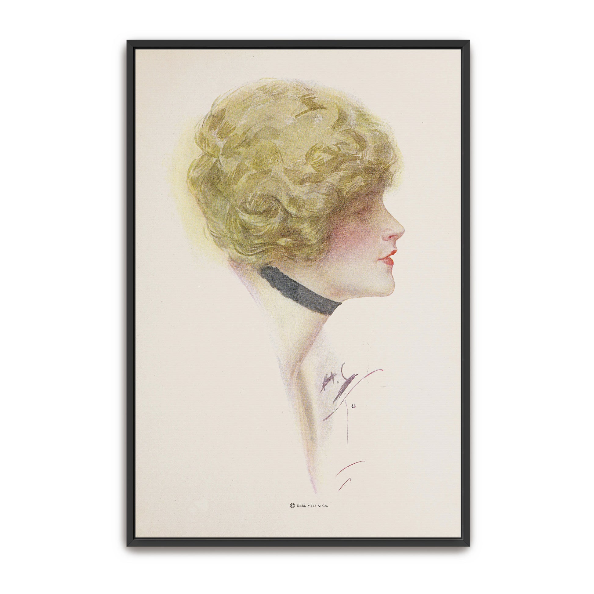 Woman With Blonde Hair And A Black Ribbon, Profile View By Harrison Fisher