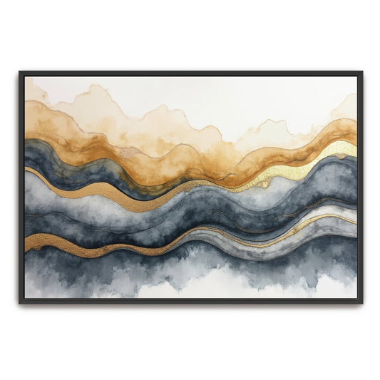 Abstract Watercolor Landscape With Gold Accents By Yara Rabibzad