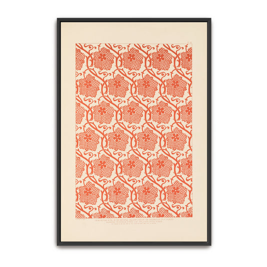 Orange Floral Pattern On White Background By Sydney Vacher