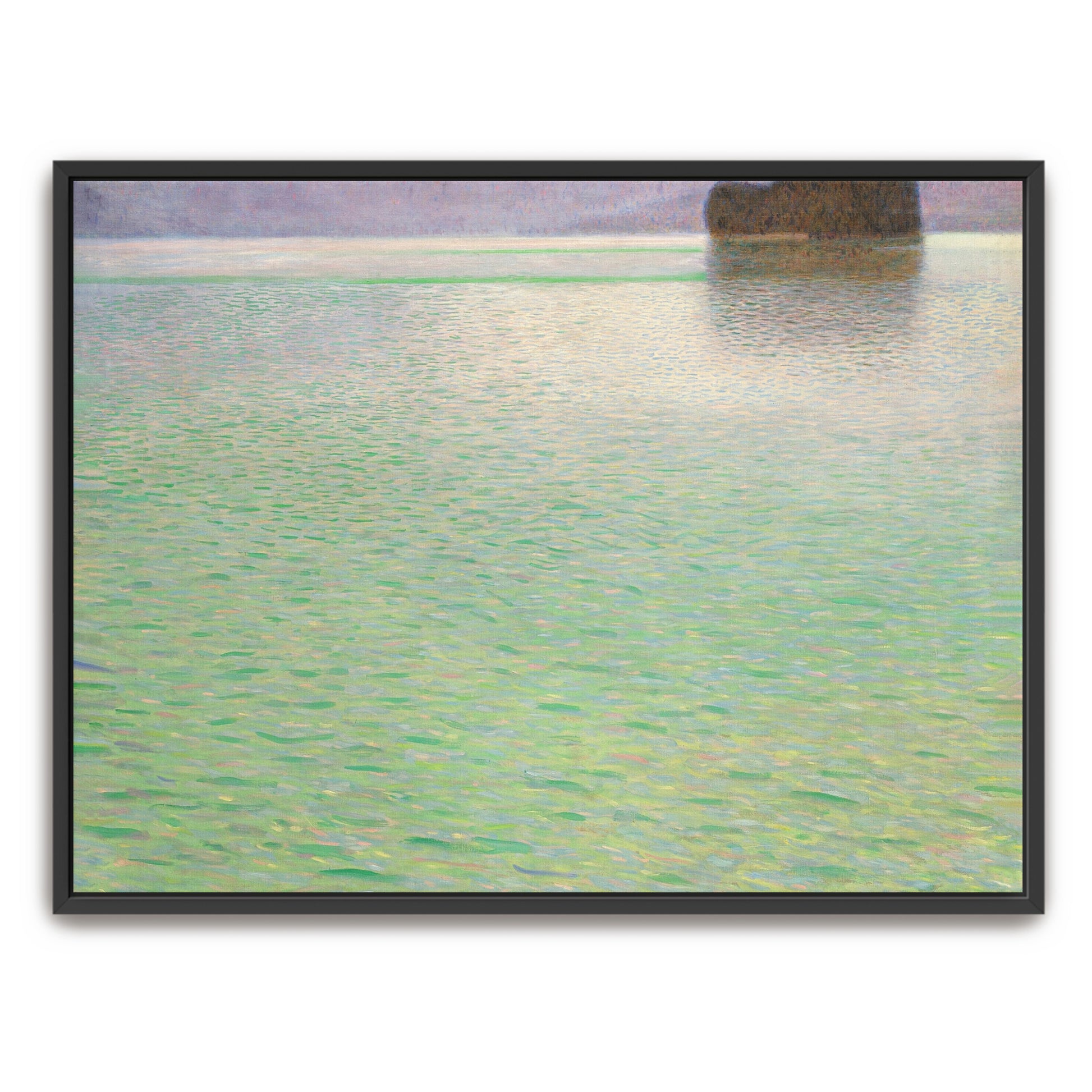 Calm Water With Single Island, Impressionist Style By Gustav Klimt