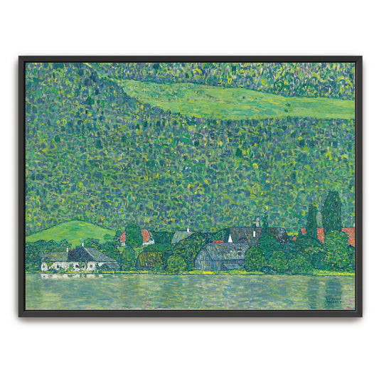 Village by a Lake with Green Hills by Gustav Klimt