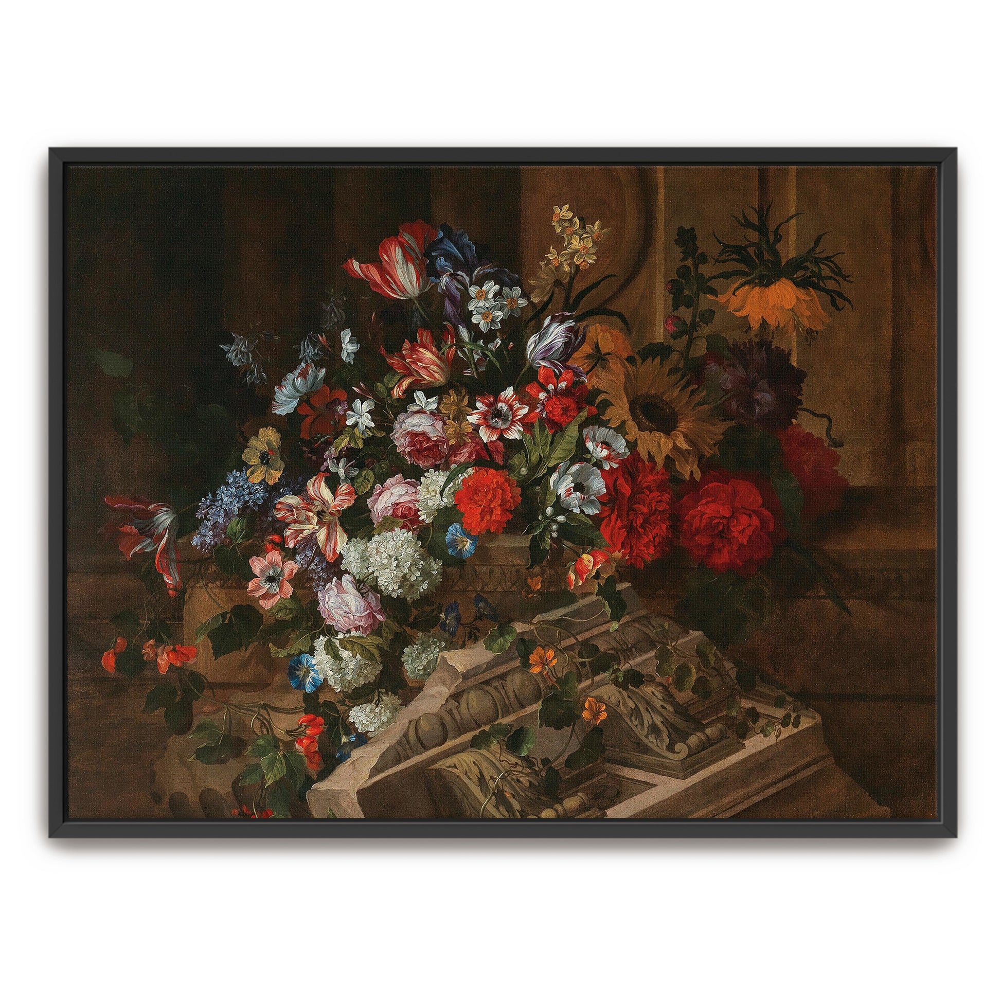 Flowers And Classical Ruins On A Terrace By Jean-Baptiste Monnoyer