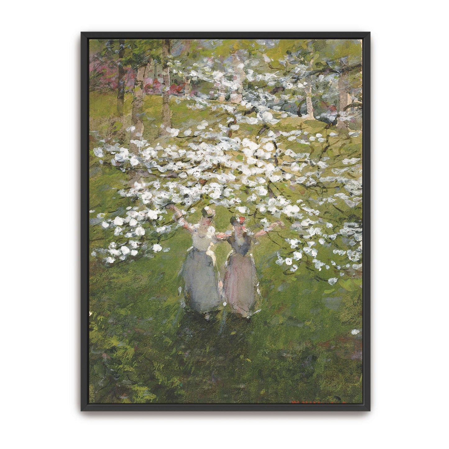 Two women in a blooming orchard by William Henry Holmes