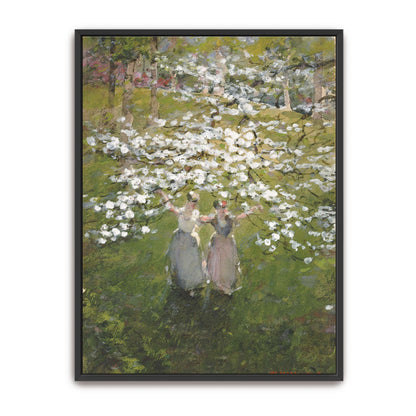 Two women in a blooming orchard by William Henry Holmes