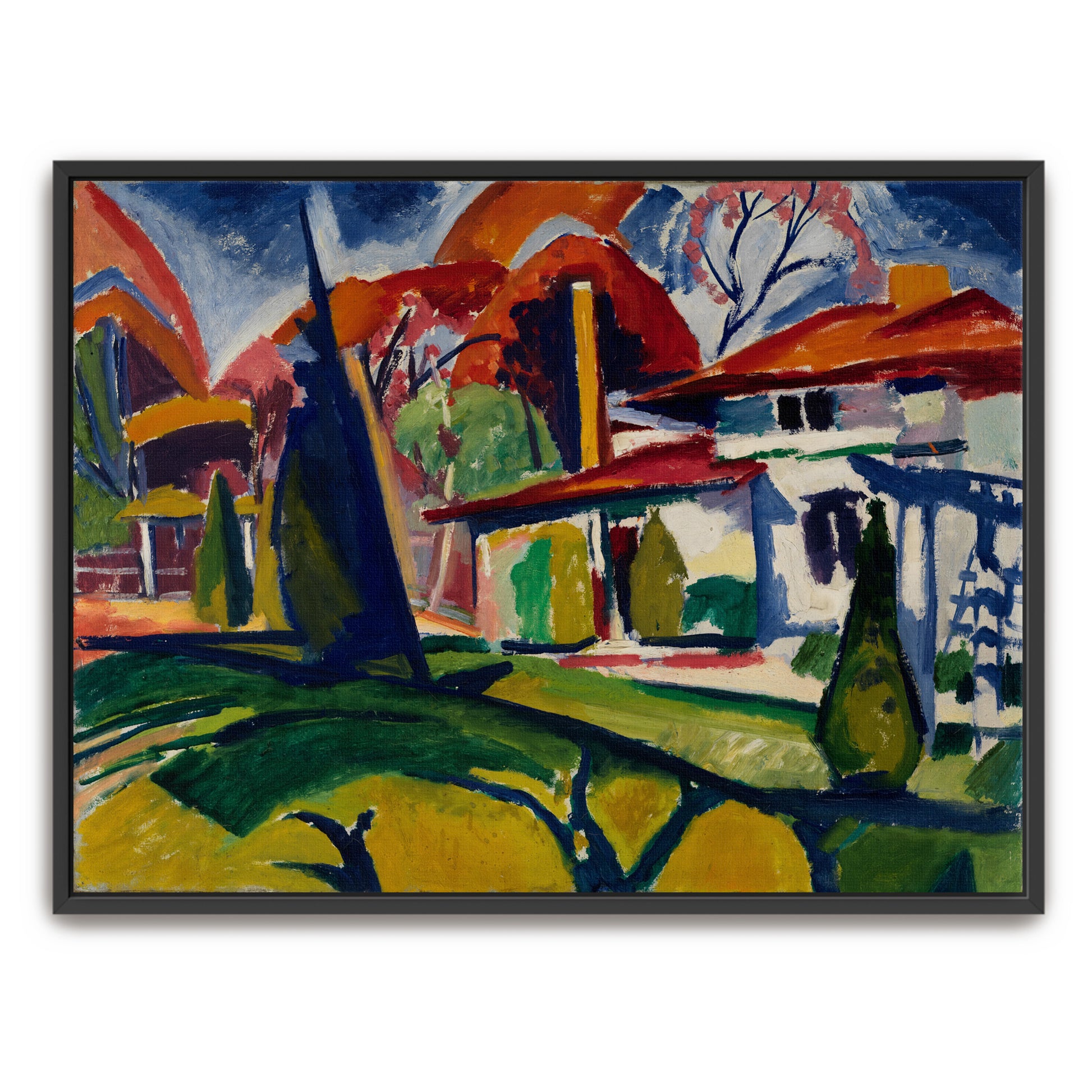 House In A Garden With Abstract Shapes And Vivid Colors By Henry Lyman Saÿen