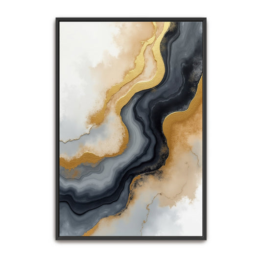 Abstract Gold And Grey Swirls By Yara Rabibzad