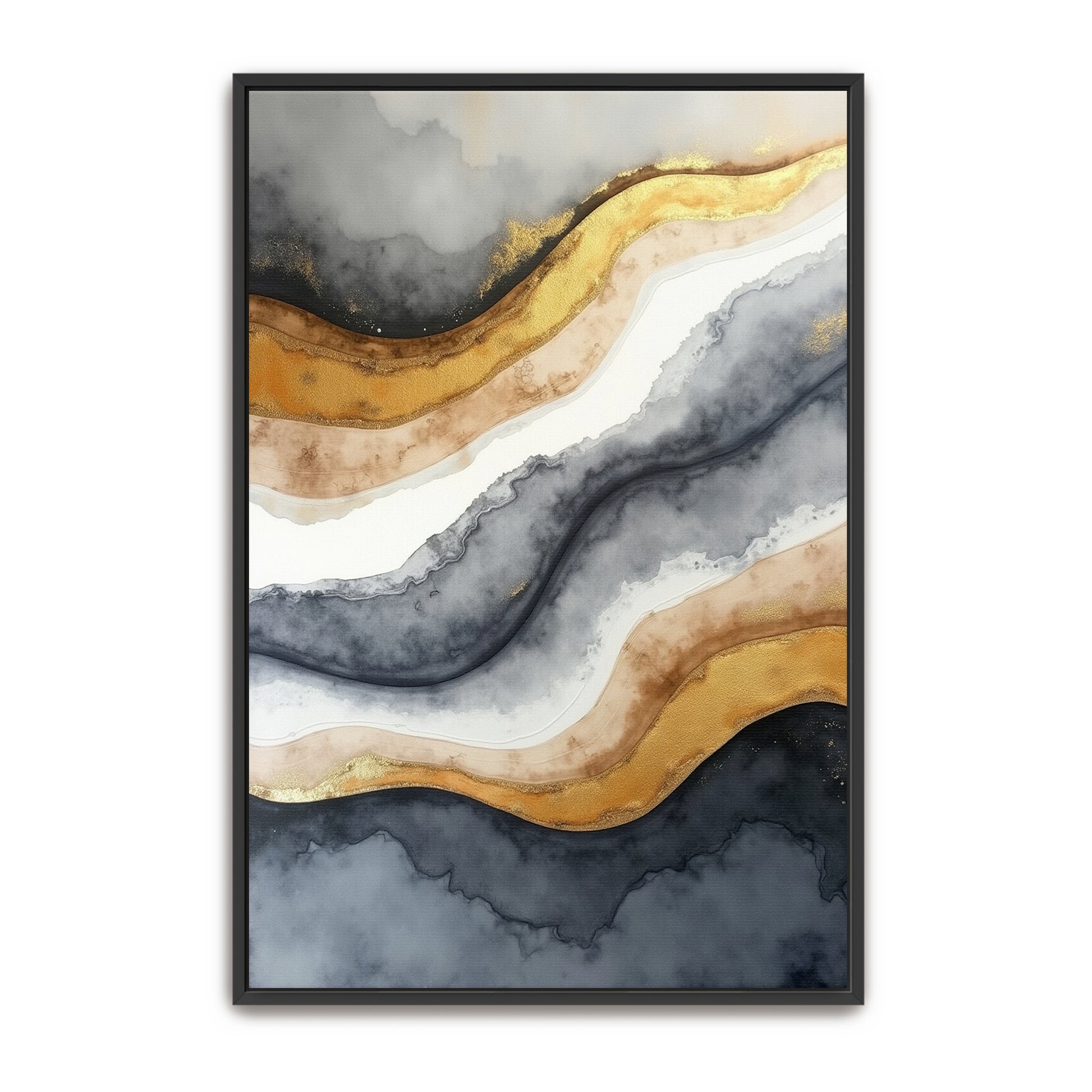 Abstract Gold And Grey Swirls By Yara Rabibzad