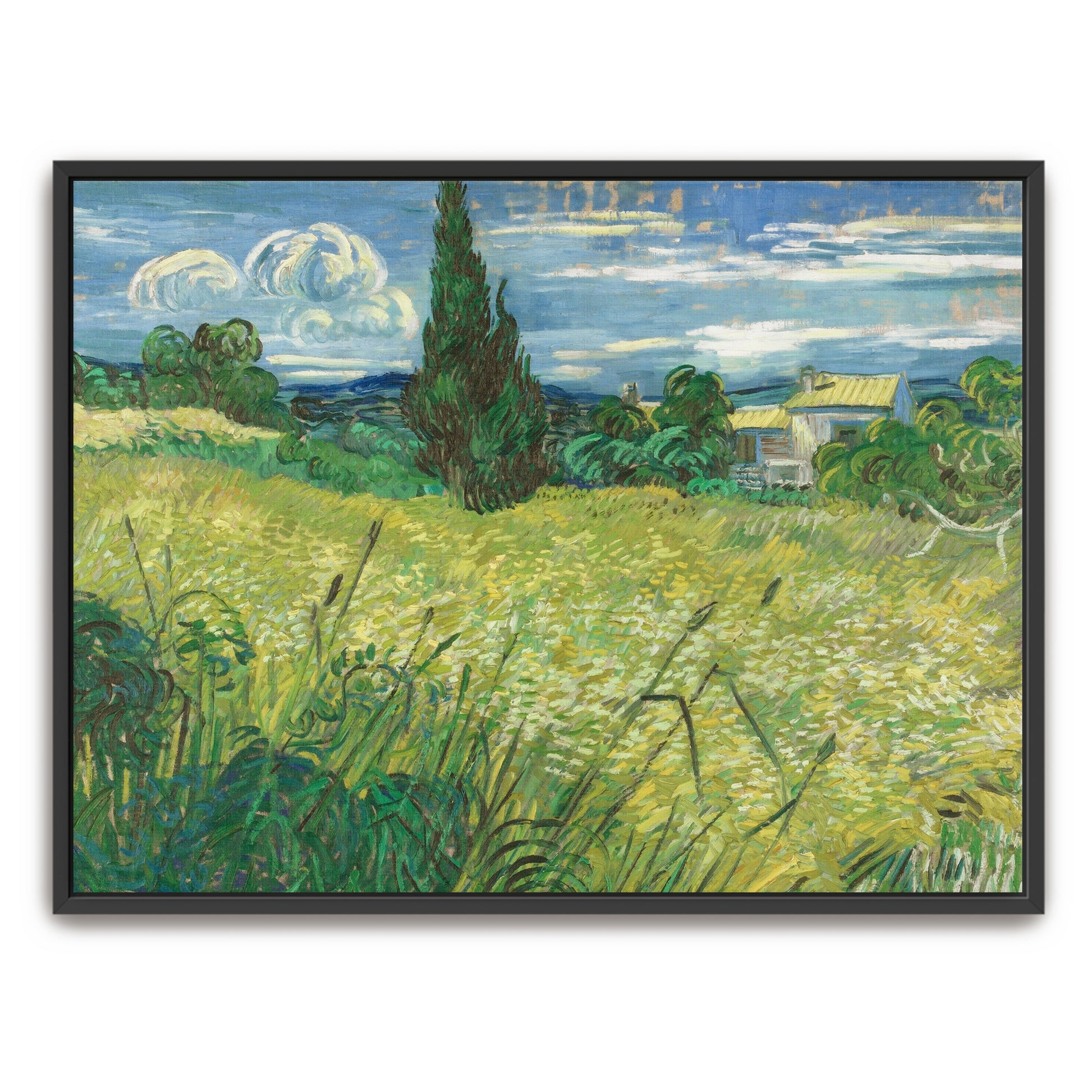 Wheat Field With Cypress Tree And Farmhouse By Vincent Van Gogh