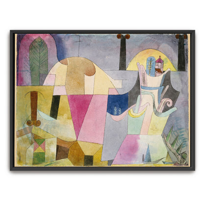 Abstract Landscape With Black Columns And Geometric Shapes By Paul Klee