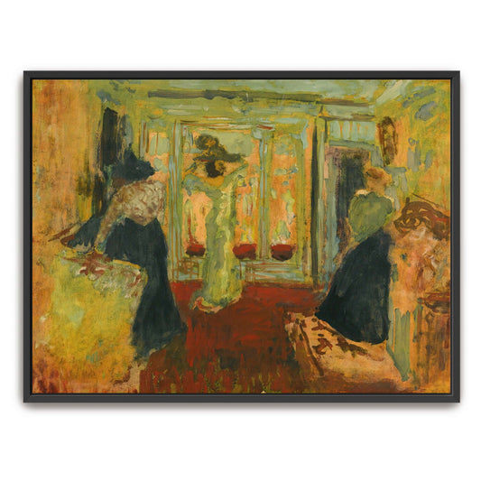 Two women in a room, one looking in a mirror by Édouard Vuillard