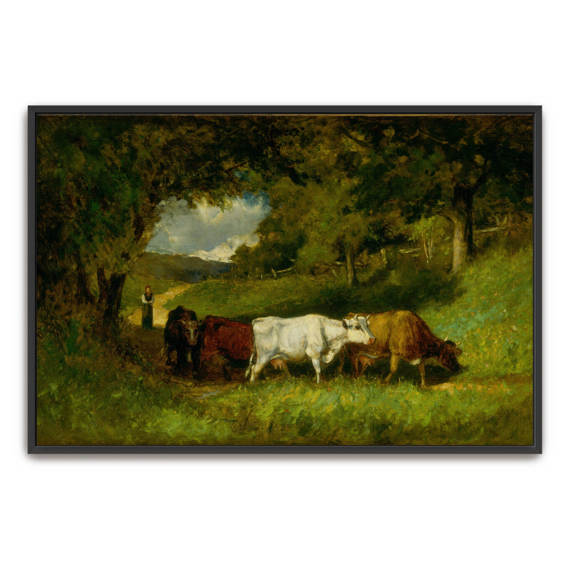 Cows Grazing In A Pastoral Setting By Edward Mitchell Bannister