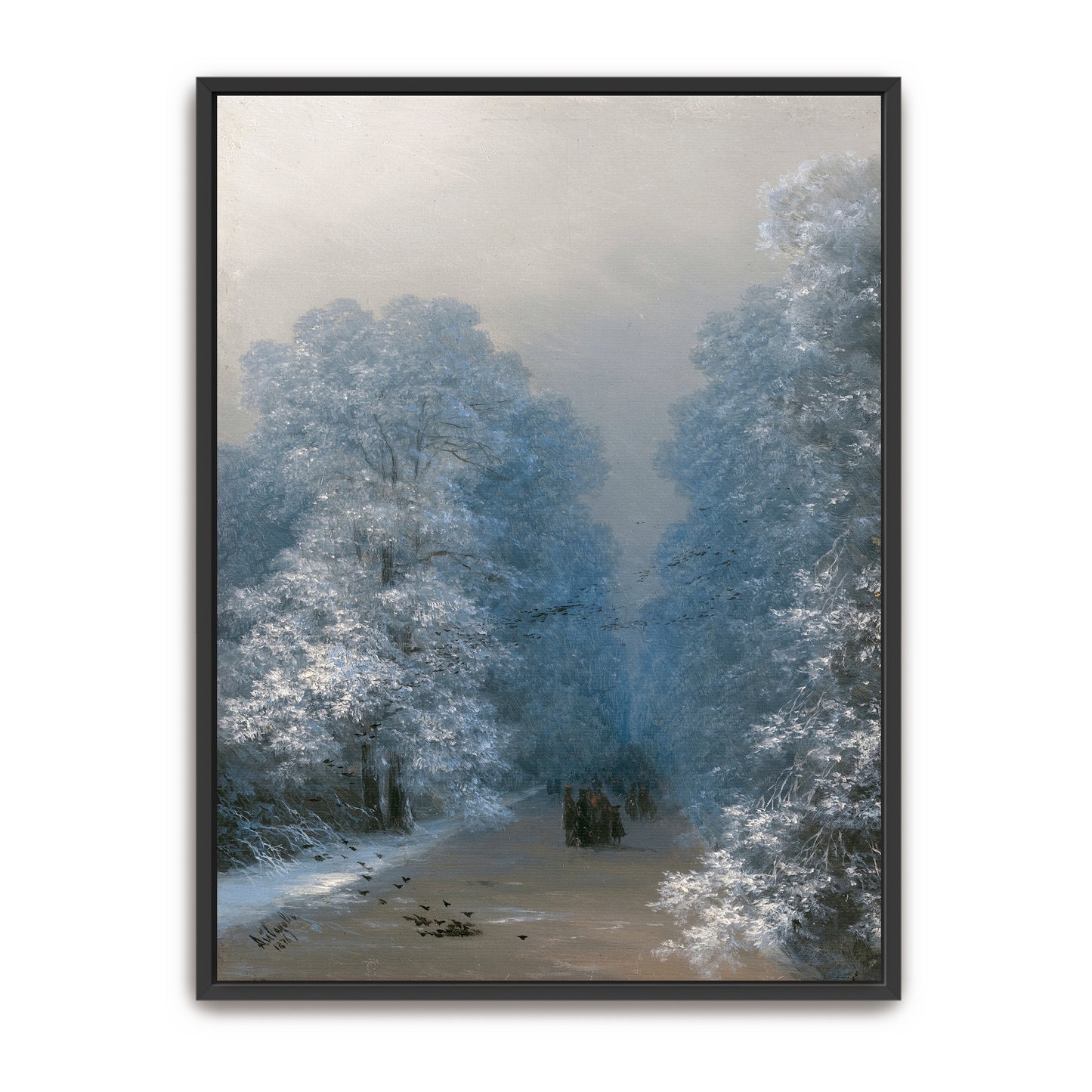 Wintery Forest Path With Figures By Ivan Konstantinovich Aivazovsky