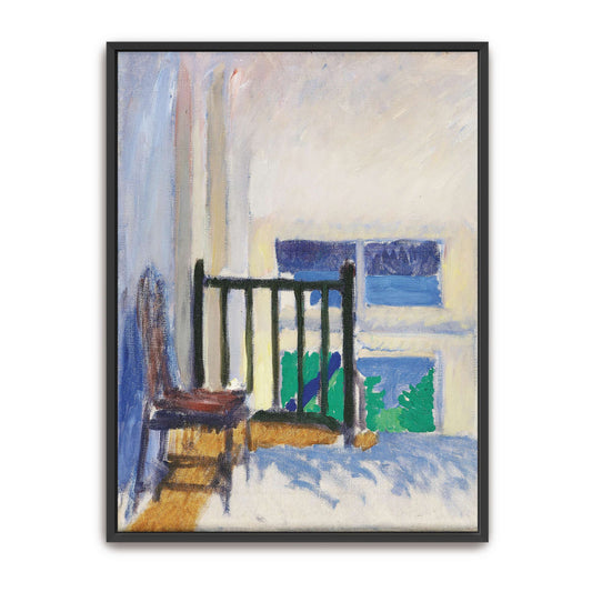 Interior scene with chair and stairs by Koloman Moser