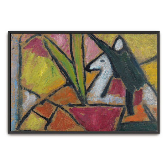 Abstract Composition With White Bird And Green Plants By Alexej Von Jawlensky