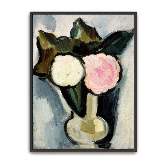 Pink And White Flowers In Vase, Cubist Style By Marsden Hartley