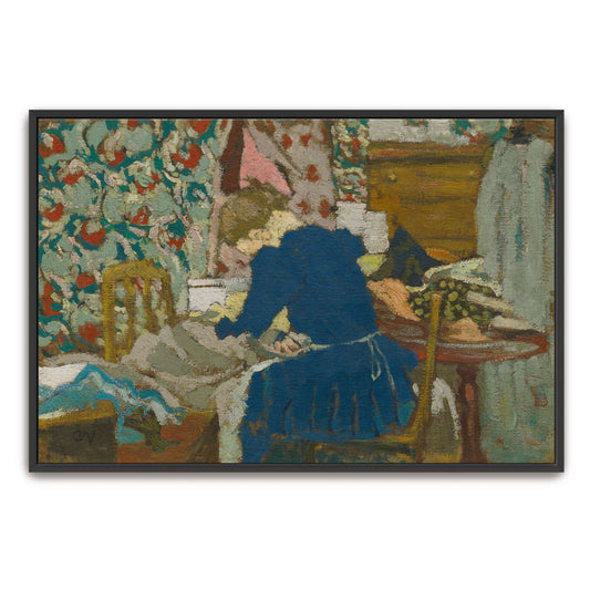 Woman in blue dress in a room by Édouard Vuillard
