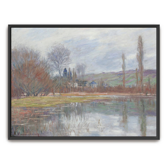 River Scene With Village And Trees In The Distance By Claude Monet