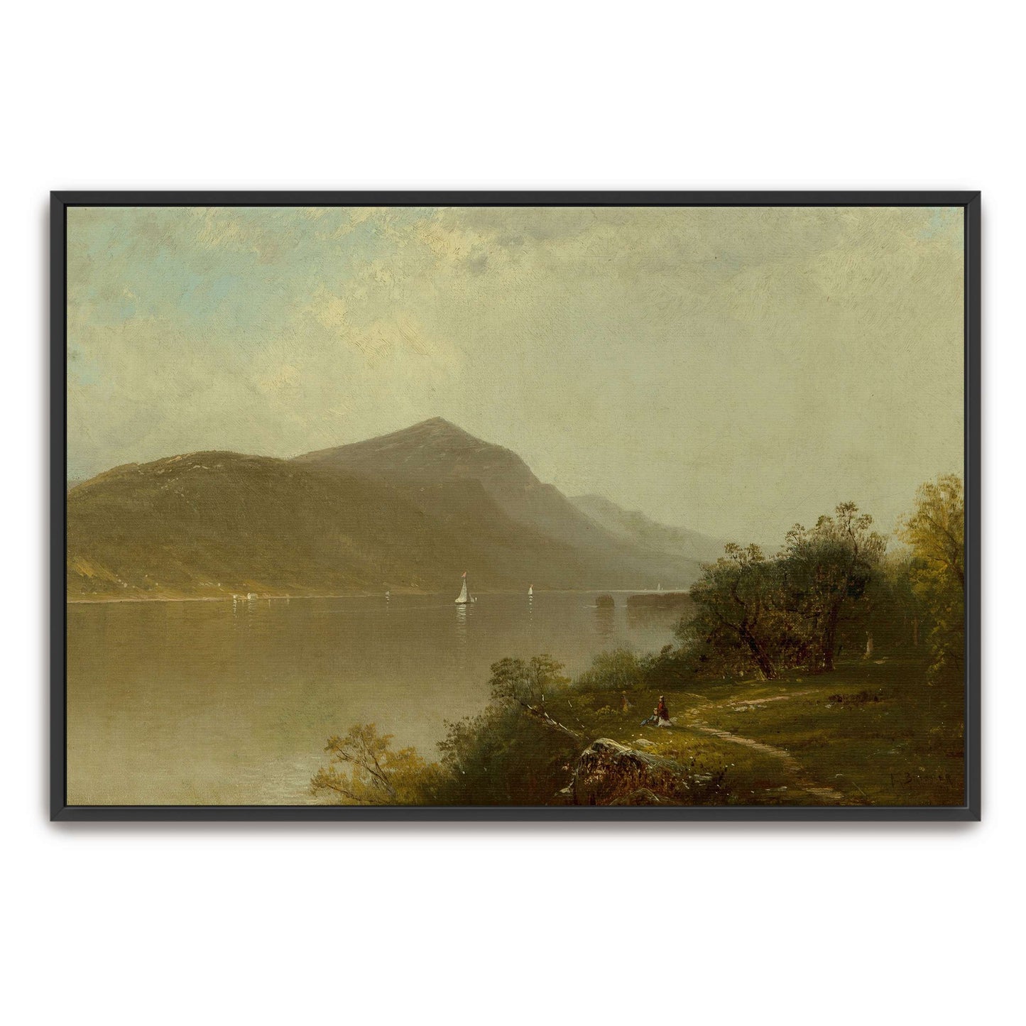 Sailboats on a lake with mountains in the background by Alfred Thompson Bricher