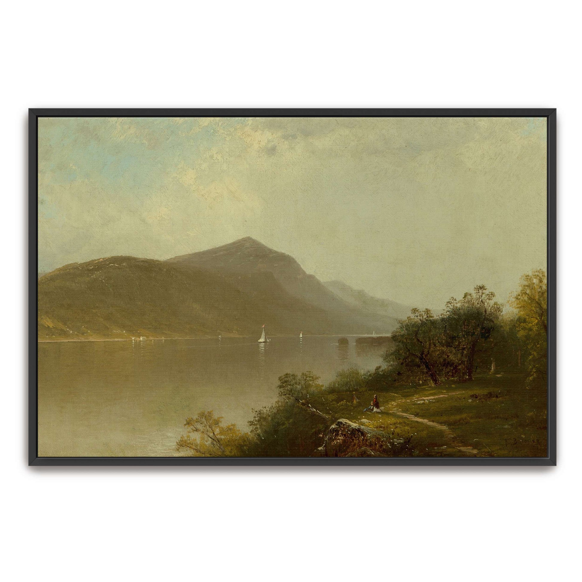 Sailboats on a lake with mountains in the background by Alfred Thompson Bricher