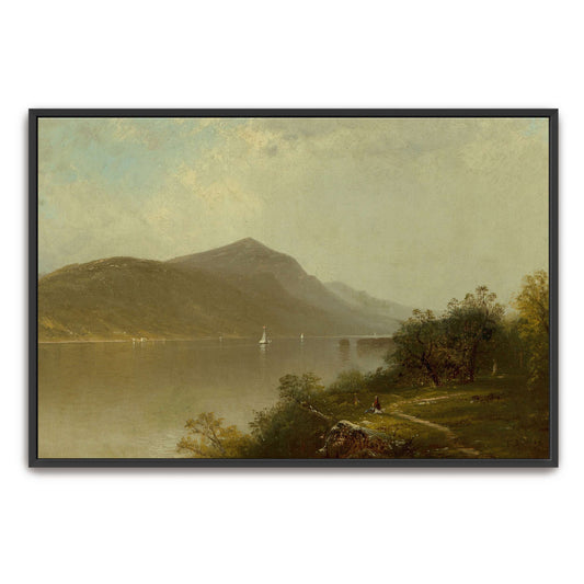 Sailboats on a lake with mountains in the background by Alfred Thompson Bricher