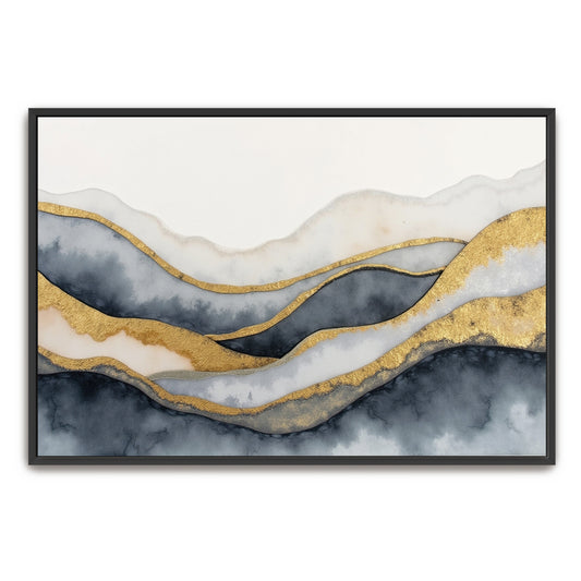 Abstract Watercolor Mountains With Gold Accents By Yara Rabibzad