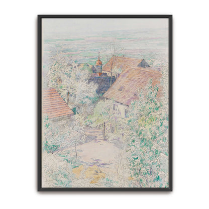 Village scene with houses and trees by Paul Baum
