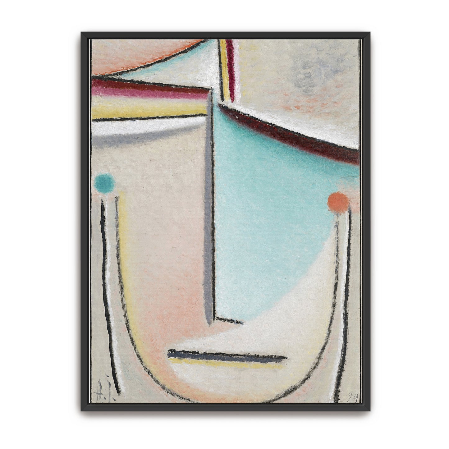 Abstract Head With Pink And Light Blue Shapes By Alexej Von Jawlensky