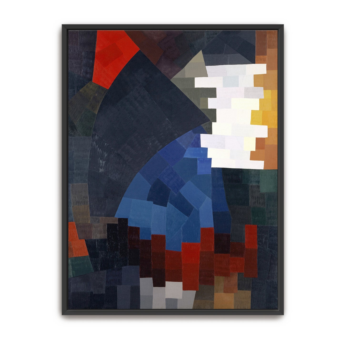 Geometric Abstract Composition With Red, Blue And White By Otto Freundlich