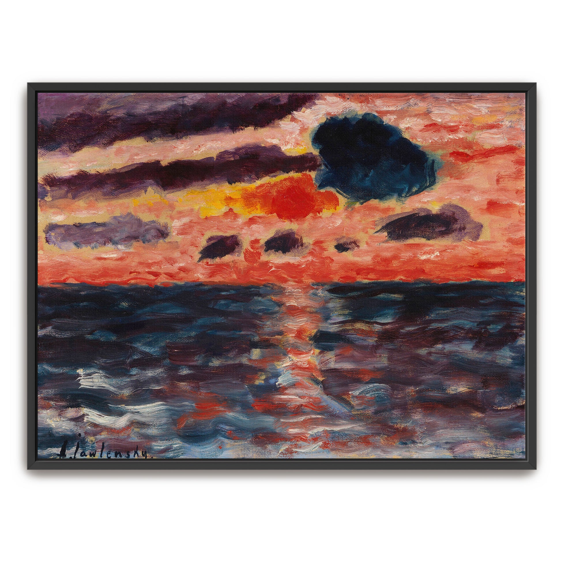 Sunset Over Sea With Dark Clouds And Red Hues By Alexej Von Jawlensky