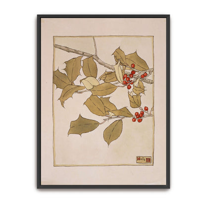Holly branch with berries by Hannah Borger Overbeck