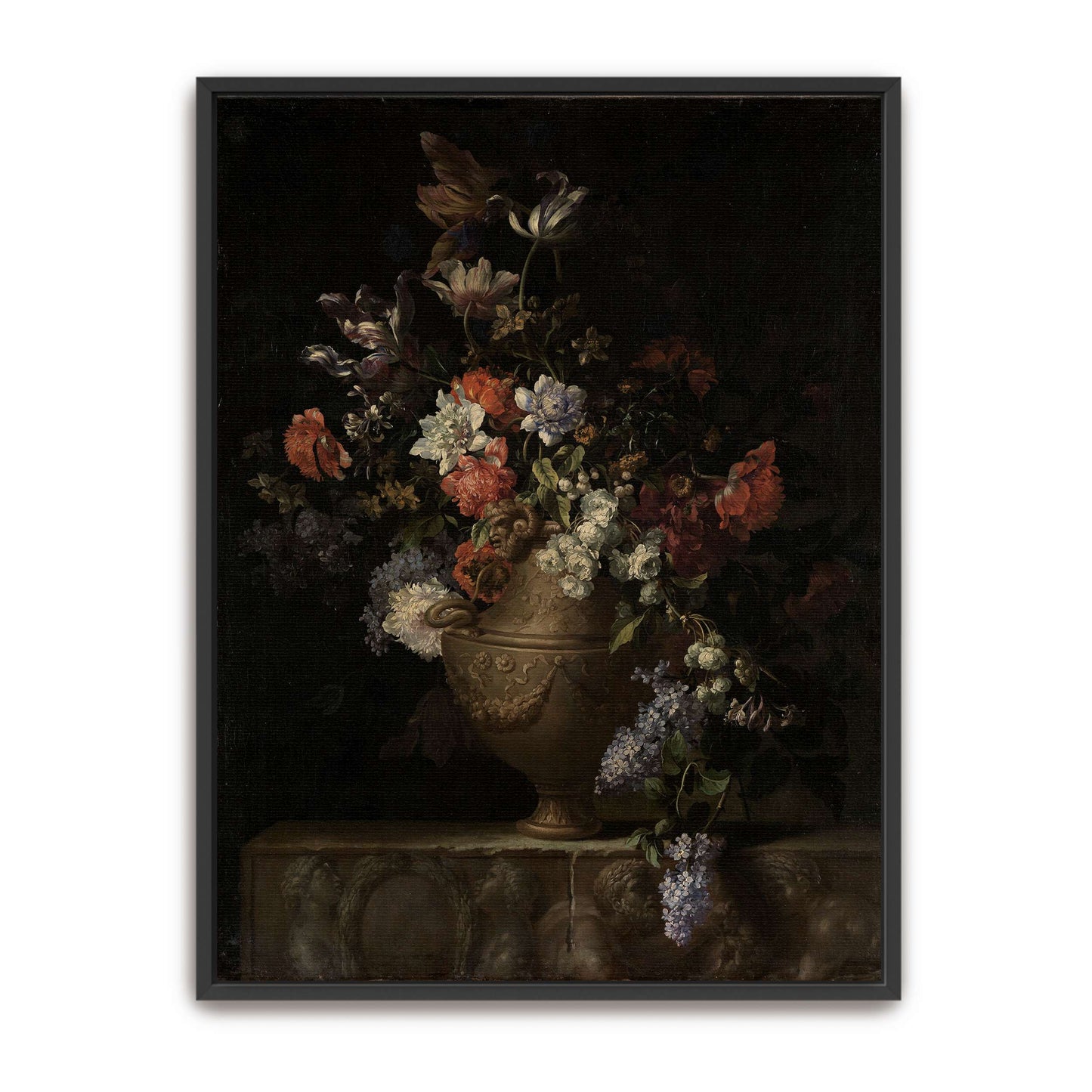 Flowers in a Vase on a Stone Ledge by Jean-Baptiste Monnoyer
