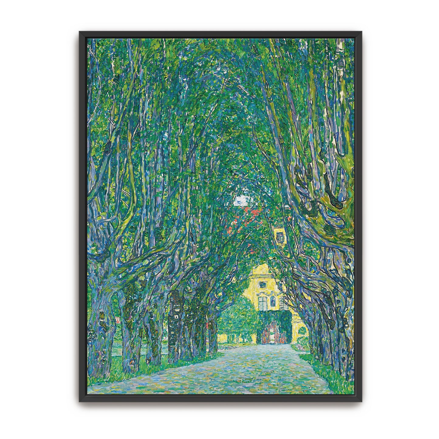 Green Trees Avenue Leading To Yellow Building By Gustav Klimt