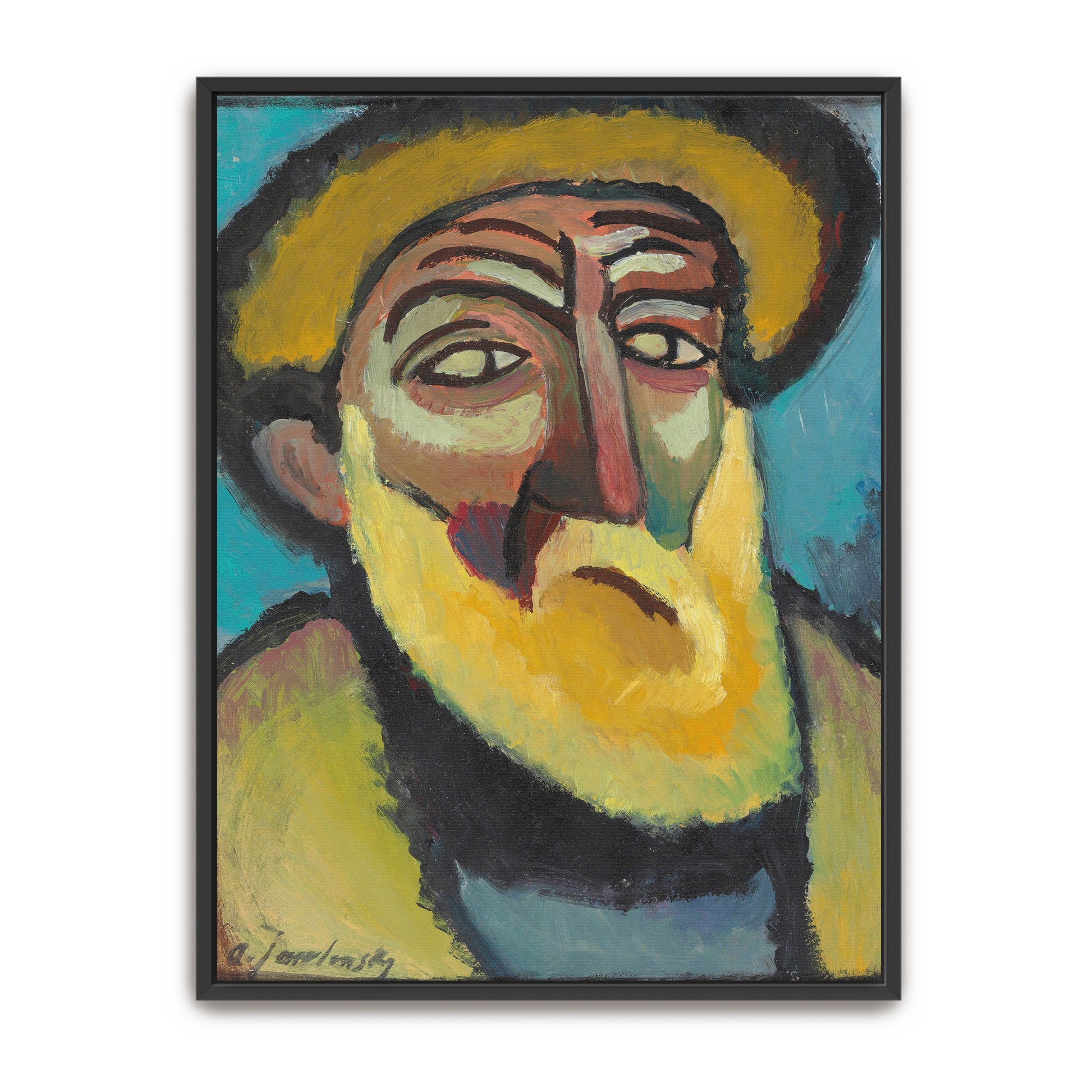 Close Up Portrait Of An Elderly Man With Yellow Hat By Alexej Von Jawlensky