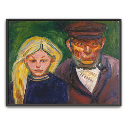 Fisherman And Young Girl Portrait, Worried Expression, Moody Colors By Edvard Munch