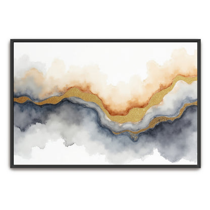 Abstract Watercolor Landscape With Gold Glitter By Yara Rabibzad