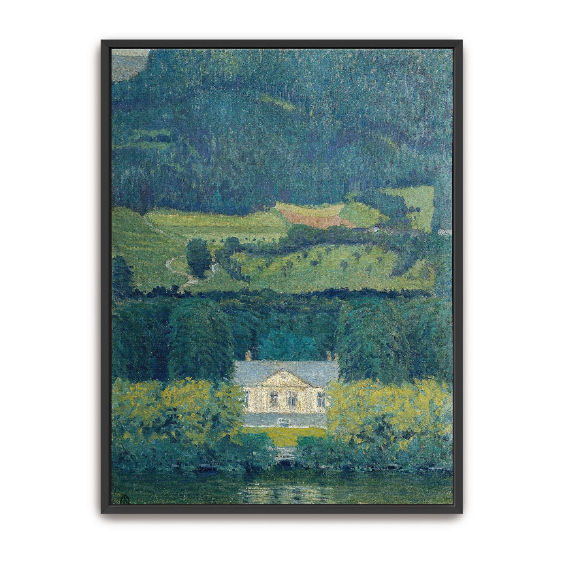 Country house by water, landscape by Koloman Moser