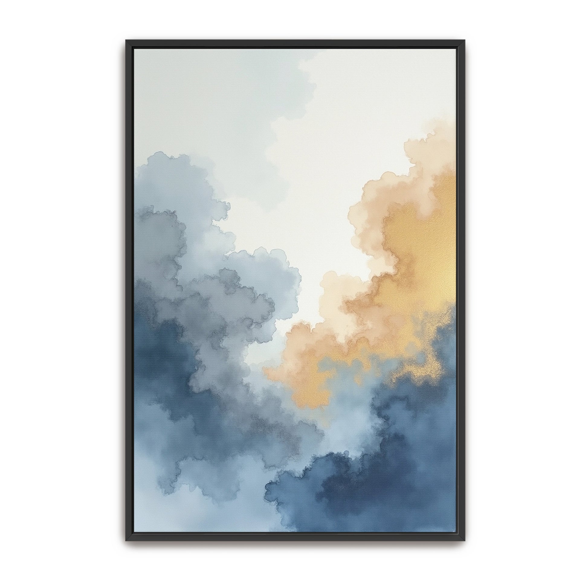 Abstract Watercolor Cloudscape In Blue And Gold By Yara Rabibzad