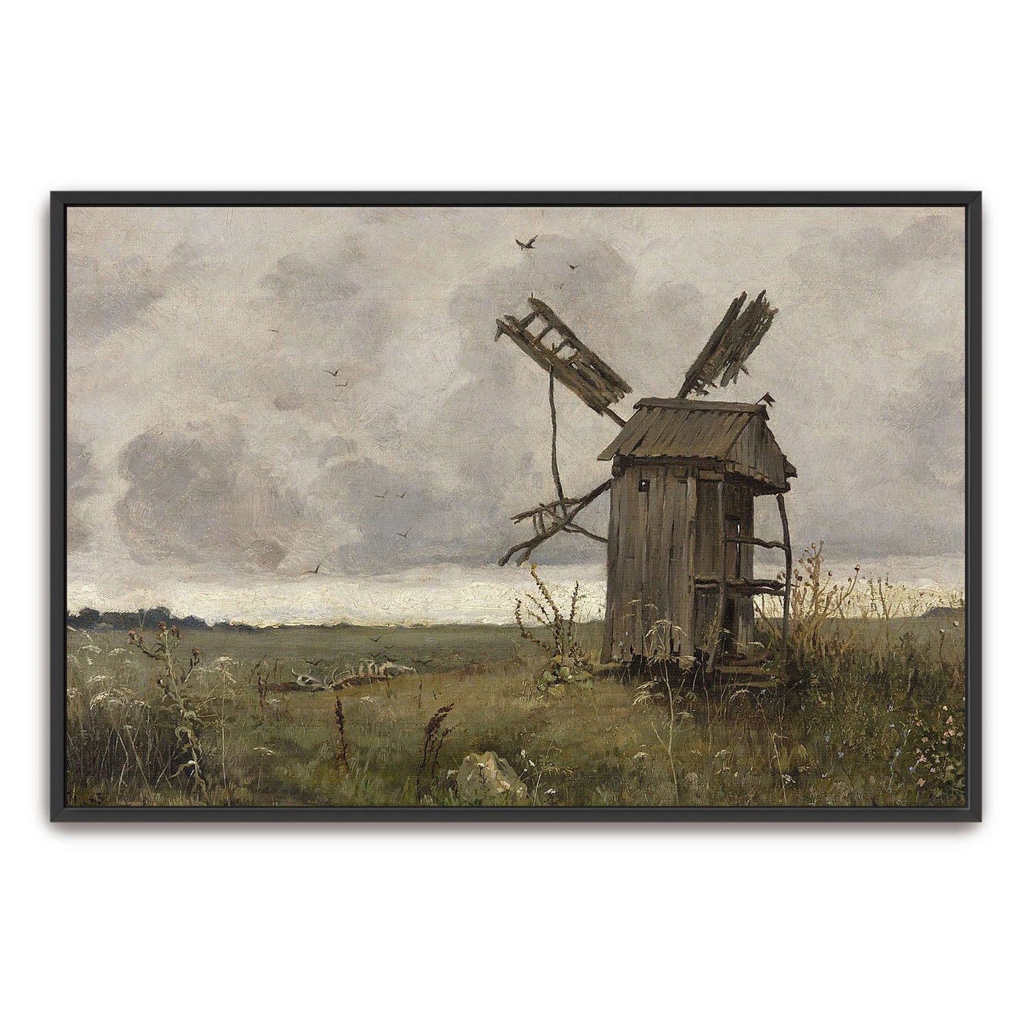 A dilapidated windmill in a field by Jan Stanislawski