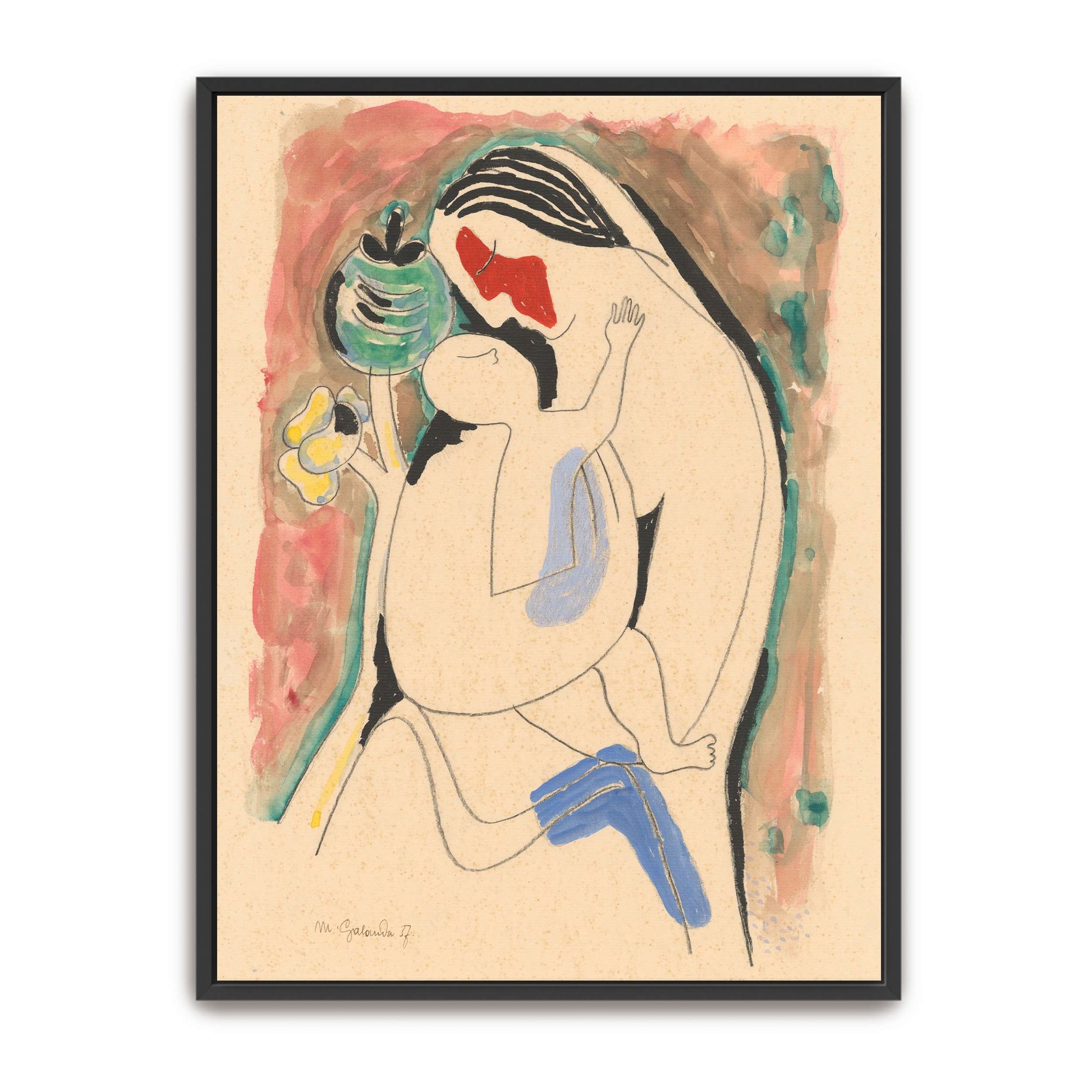 Mother and child with flower by Mikuláš Galanda