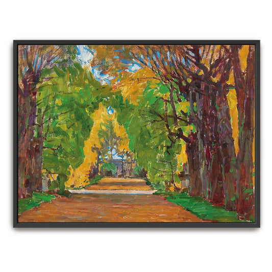 Autumnal tree-lined path by Carl Moll