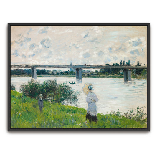 Impressionist River Scene With Bridge And Figures By Claude Monet