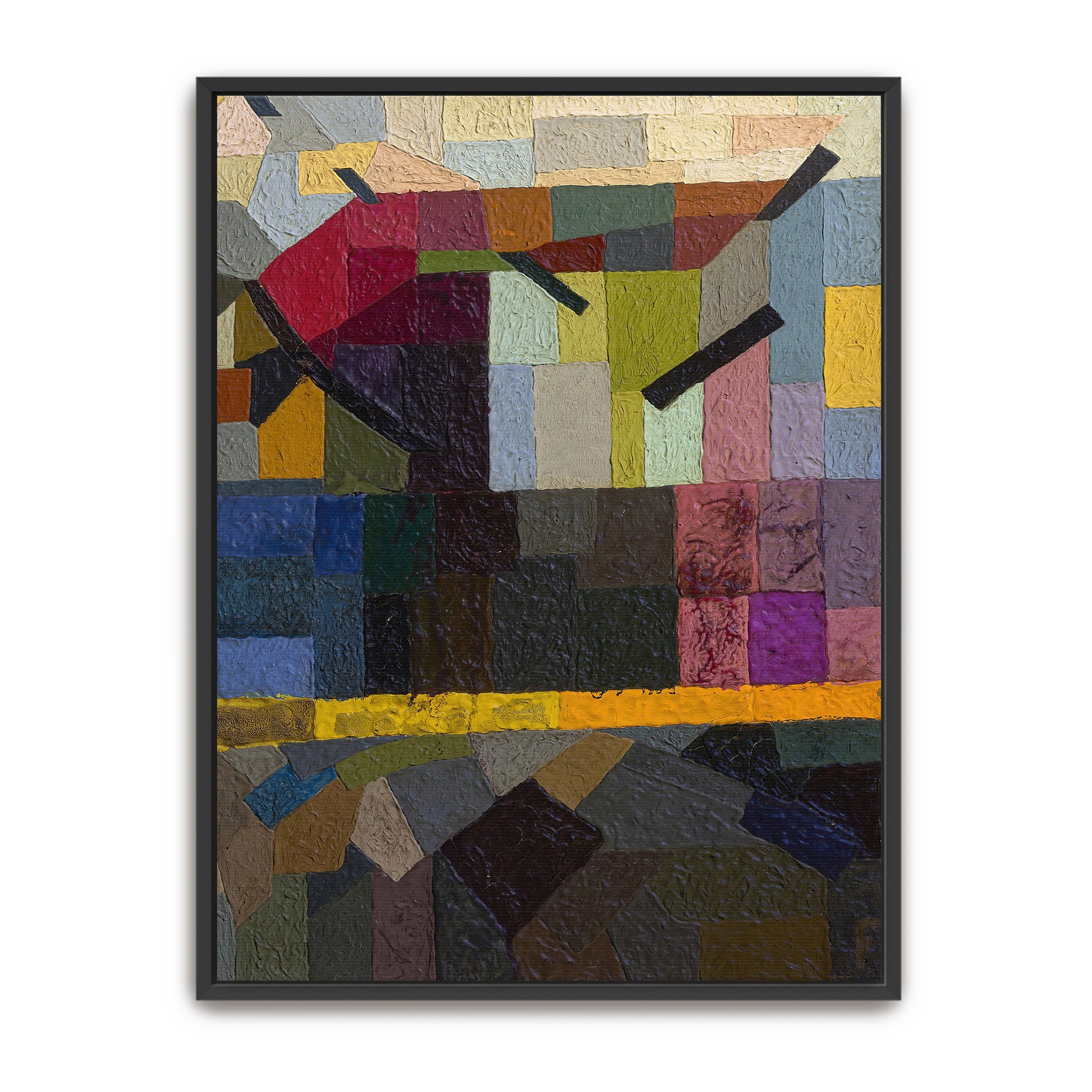 Abstract Geometric Composition With Yellow Line By Otto Freundlich