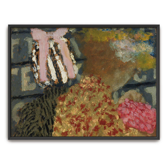A woman in a striped dress with a pink bow by Édouard Vuillard