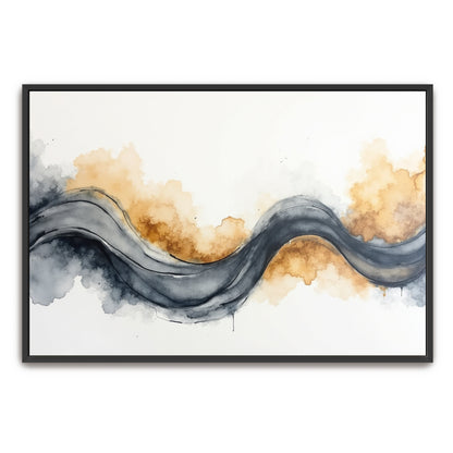 Abstract Watercolor Wave With Grey And Gold Hues By Yara Rabibzad