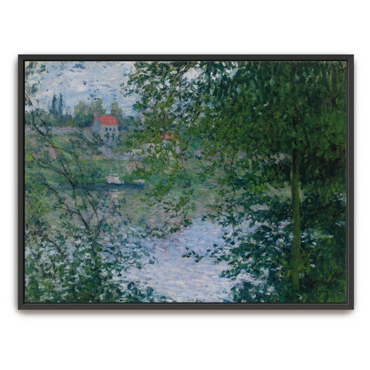 Riverbank View Through Lush Foliage By Claude Monet