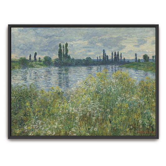 Riverbank With Lush Greenery And Blue Water By Claude Monet