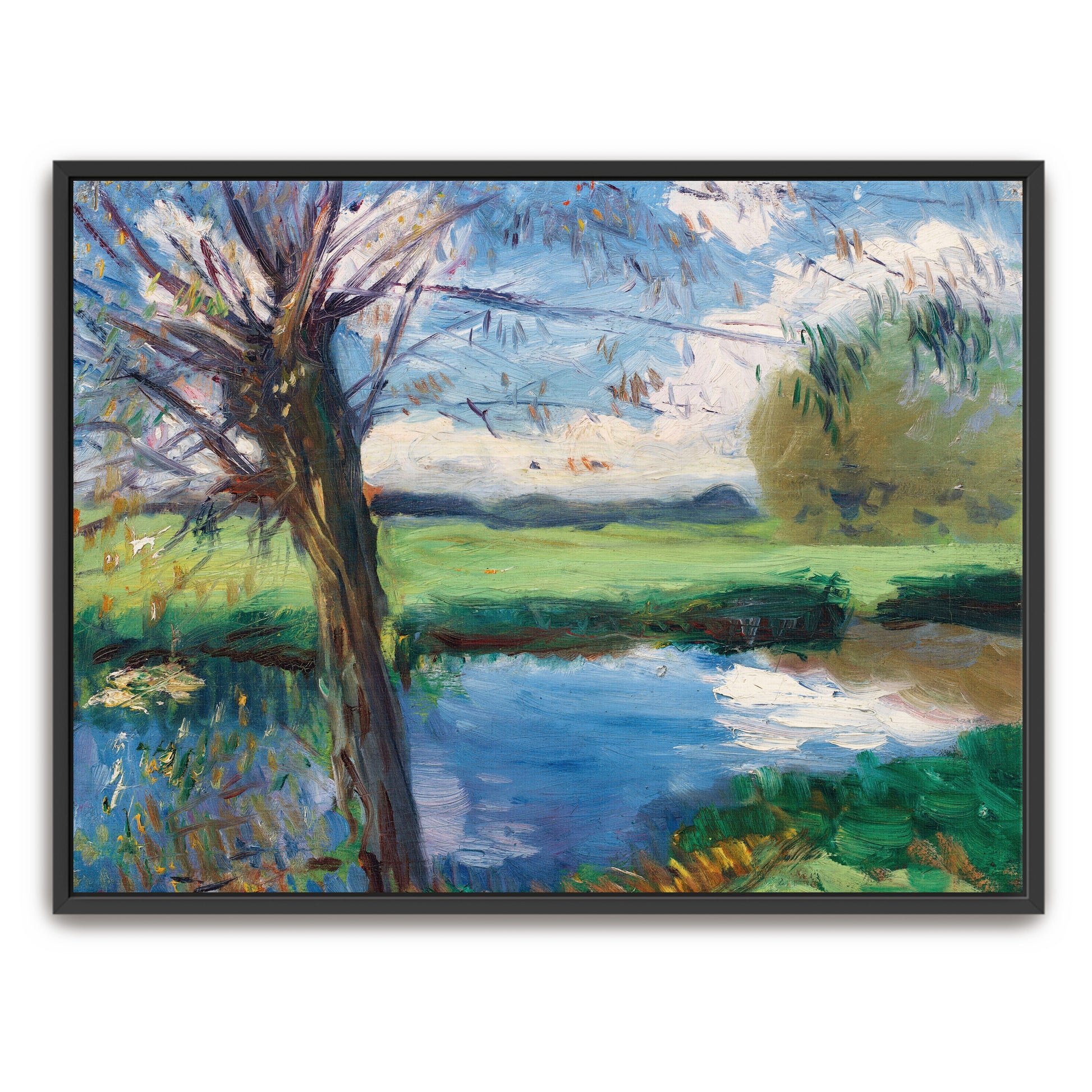 Riverbank Landscape With Tree And Blue Sky By John Singer Sargent