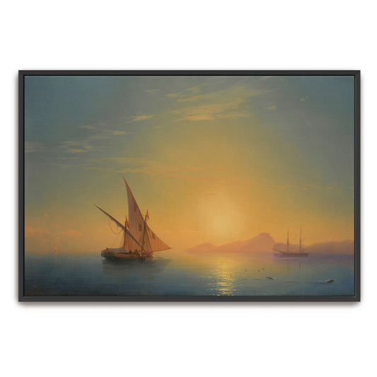 Sailboats at sunset over a calm sea by Ivan Konstantinovich Aivazovsky